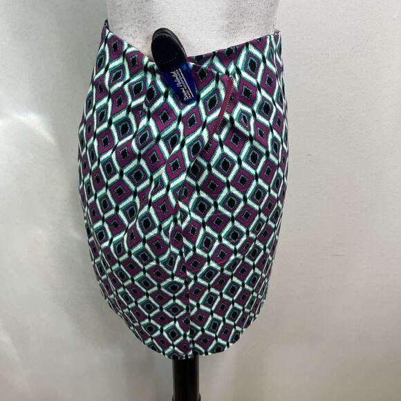 Willi Smith Skirt size 2 Purple Green Diamonds Straight Pencil Stretch Knee - Picture 5 of 7